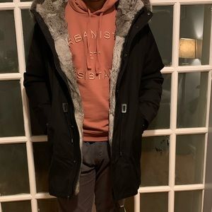 Flannel Parka With Fur Lined Hood